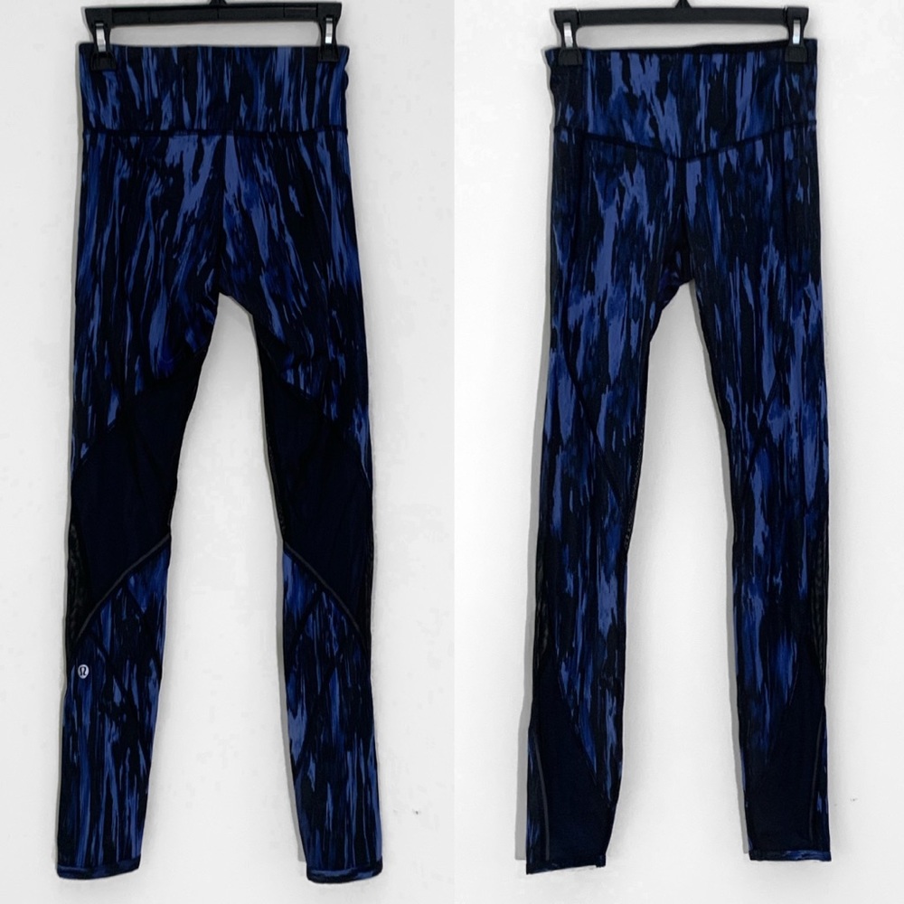 Lululemon Black & Blue with Mesh Leggings Size 4